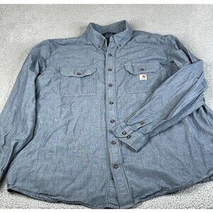 Carhartt Denim Shirt Men 2XLT Tall Blue Chambray Loose Fit  Button Down TW4368-M